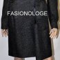 $498 New BCBG Max Azria Notch Lapel Black Charcoal Wool Woven Coat Jacket S