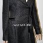 $498 New BCBG Max Azria Notch Lapel Black Charcoal Wool Woven Coat Jacket S