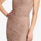 $268 New BCBG Max Azria " Malinda" Lt Taupe Rose Ruched Cocktail Party Dress 10