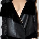 $488 New BCBG Max Azria Black Shearling Faux Leather Jacket Coat L