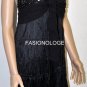 $338 New BCBG Max Azria Black Silk Embellished Sequin Short Cocktail Dress 12