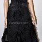 $998 New BCBG Max Azria Strapless Black Organza Long Cocktail Dress Gown NWT 8