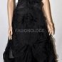 $998 New BCBG Max Azria Strapless Black Organza Long Cocktail Dress Gown NWT 8