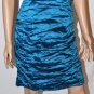 $348 New BCBG Max Azria Cyan Blue Crinkled Satin Strapless Cocktail Dress 12