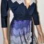 $188 New BCBG Max Azria Dark Ink Combo Jersey Cocktail Party Dress NWT L