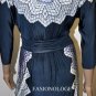 $188 New BCBG Max Azria Dark Ink Combo Jersey Cocktail Party Dress NWT L