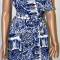 $378 New BCBG Max Azria "Idelle" Blue 100% Silk Wrap Party Cocktail Dress S