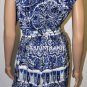 $378 New BCBG Max Azria "Idelle" Blue 100% Silk Wrap Party Cocktail Dress S
