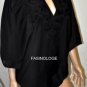 $378 New BCBG Max Azria Black Dolman Sleeves Cotton Silk Party Shirt Top OS