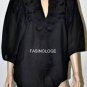 $378 New BCBG Max Azria Black Dolman Sleeves Cotton Silk Party Shirt Top OS