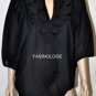 $378 New BCBG Max Azria Black Dolman Sleeves Cotton Silk Party Shirt Top OS