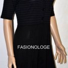$298 New BCBG Max Azria Black Stripe 100% Merino Wool "Azzura" Sweater Dress L