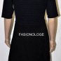 $298 New BCBG Max Azria Black Stripe 100% Merino Wool "Azzura" Sweater Dress L