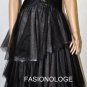 $998 New BCBG Max Azria Embellsihed Black Tulle Organza Tiered Cocktail Gown ~0~