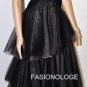 $998 New BCBG Max Azria Embellsihed Black Tulle Organza Tiered Cocktail Gown ~0~
