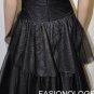 $998 New BCBG Max Azria Embellsihed Black Tulle Organza Tiered Cocktail Gown ~0~