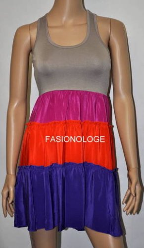$248 New BCBG Max Azria "Blix" Bright Color-Block Cocktail Party Dress L