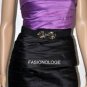 $348 New BCBG Max Azria Black Lilac Satin Belted Tiered Short Cocktail Dress 2