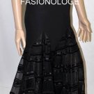 $698 New Max Azria Black Chain Organza Silk Woven Evening Long Dress Gown M