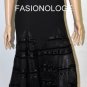 $698 New Max Azria Black Chain Organza Silk Woven Evening Long Dress Gown M