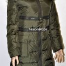 $568 New BCBG Max Azria Quilted Olive Hooded Faux Fur Down Coat Jacket S