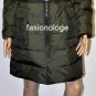 $568 New BCBG Max Azria  Hooded  Fur Hood Quilted Olive Down Coat Jacket M