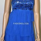$358 New BCBG Max Azria Larkspur Blue Tiered Chiffon Embellished Party Dress 2