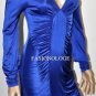 $248 New BCBG Max Azria Blue Sapphire Shirred Stretch Jersey Party Dress XXS