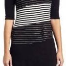 $228 New BCBG Max Azria Black Stripped Ponte Rayon Cocktail Party Dress S