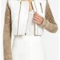 $428 New BCBG Max Azria "Nash" White Khaki Silk Crop Jacket Coat S
