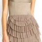 $348 New BCBG Max Azria Hazelnut Strapless Tiered Satin Tulle Cocktail Dress 12