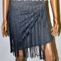 $218 New BCBG Max Azria Heather Grey Modal Fringe Cocktail Party Dress L