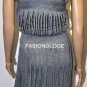 $218 New BCBG Max Azria Heather Grey Modal Fringe Cocktail Party Dress L