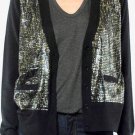 $238 New BCBG Max Azria BLack Sequin Merino Wool Knit Party Shirt Top S