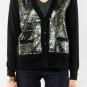 $238 New BCBG Max Azria BLack Sequin Merino Wool Knit Party Shirt Top S