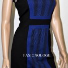 $218 New BCBG Max Azria Black Blue Print Rayon Cocktail Party Dress NWT 10