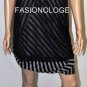 $228 New BCBG Max Azria Black Mesh Overlay Stripe Party Dress L