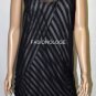 $228 New BCBG Max Azria Black Mesh Overlay Stripe Party Dress L