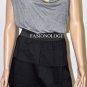 $218 New BCBG Max Azria Tiered Ruffle Heather Grey Short Cocktail Party Dress L