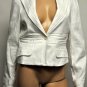 $238 New BCBG Max Azria "Murphy" White Cotton Ruched One Button Jacket L