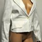 $238 New BCBG Max Azria "Murphy" White Cotton Ruched One Button Jacket L