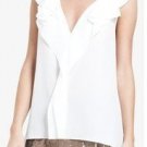 $178 New BCBG Max Azria "Drea" Off White Ruffle Cocktail Party Top L