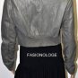 $518 New BCBG Maz Azria Grey Lead Leather Crop Motorcycle Coat Jacket L