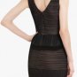 $248 New BCBG Max Azria "Sven" Black Pleated Mesh Cocktail Party Dress M