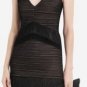 $248 New BCBG Max Azria "Sven" Black Pleated Mesh Cocktail Party Dress M