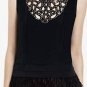 $298 New BCBG Max Azria "Dracey" Black Sequin Bib Feather Cocktail Party Top M