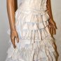 $798 New BCBG Max Azria Feather Strapless Tiered Taffeta Cream Long Gown 2