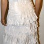 $798 New BCBG Max Azria Feather Strapless Tiered Taffeta Cream Long Gown 2