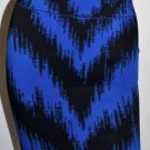 $198 NWT BCBG Max Azria Tuxtured Blue Combo Print Tixtured Power Skirt XS