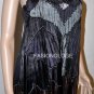 $876 New BCBG MAX AZRIA Black Combo Micro Pleated Woven Evening Shirt Top S